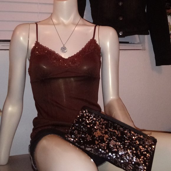 Brown beaded cami - Picture 1 of 9